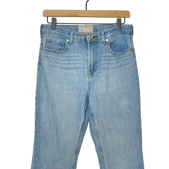 Everlane Straight Leg Jeans Women's SZ 29 Blue Denim Mid Rise Frayed Hem Cropped - Picture 3 of 9